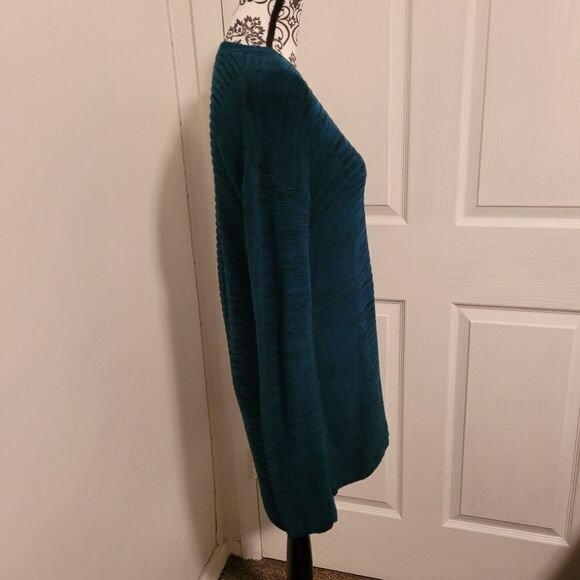 Ellen Tracy V Neck pullover ribbed Sweater Green Cape Verde - Picture 2 of 7